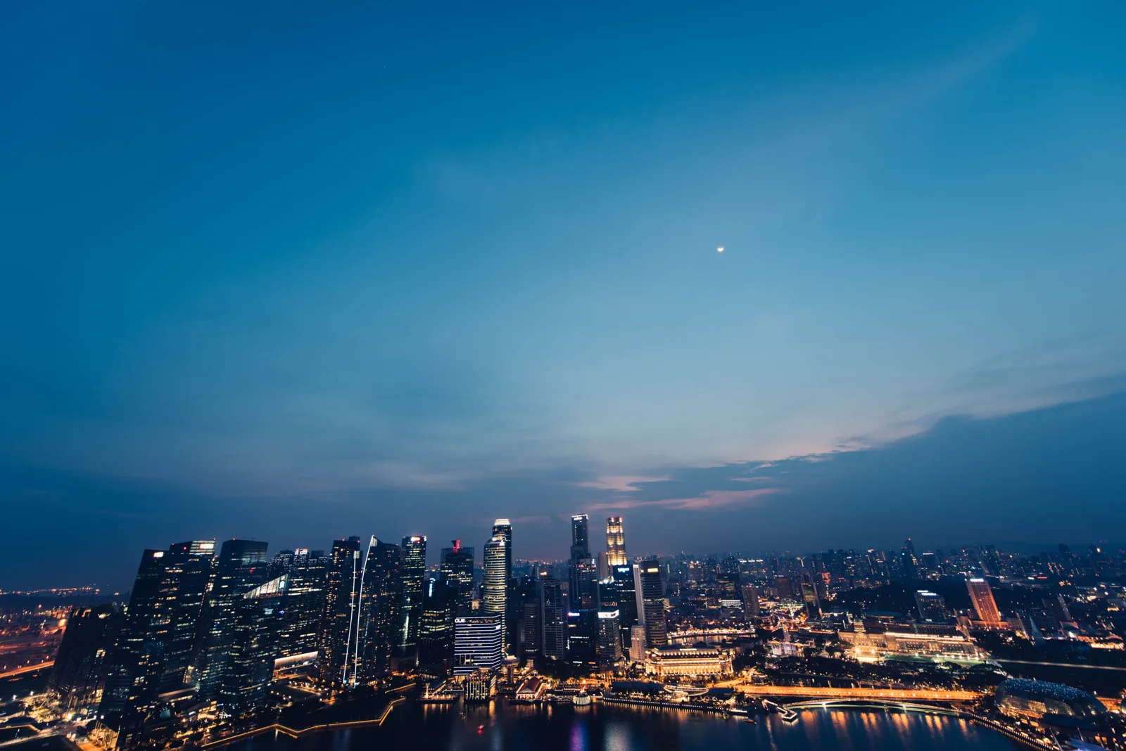 Singapore’s Marina Bay skyline at nightfall